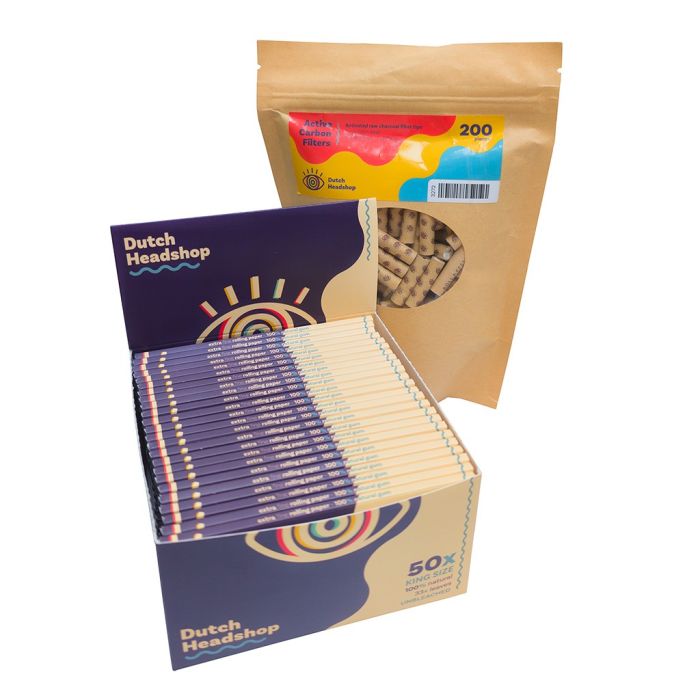 Dutch-Headshop Doos Ongebleekte King-Size Vloei & Koolstoffilters main product photo