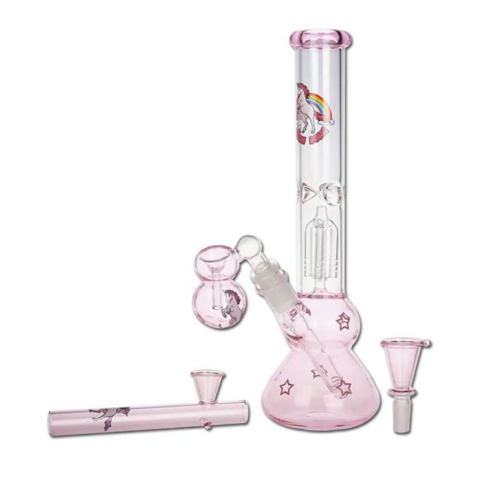 Bong en verre percolateur avec glace | Licorne (Black Leaf) main product photo