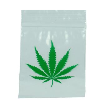 Sachet Plastique Zip 60x80 transparents feuille cannabis (0,05) | 100 pièces