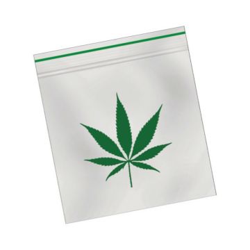 Sachet Plastique Zip 55x65 transparents feuille cannabis (0,06 mm) | 100 pièces