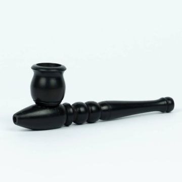 Pipe à cannabis en bois noir (Black Leaf) 13 cm